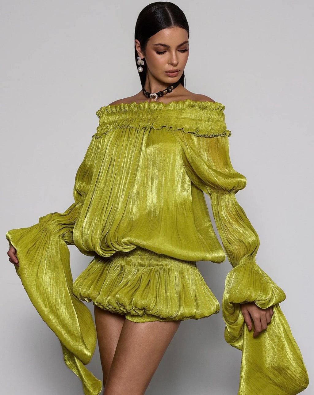 Mew Mew Salyxen Off Shoulder Ruched Dress
