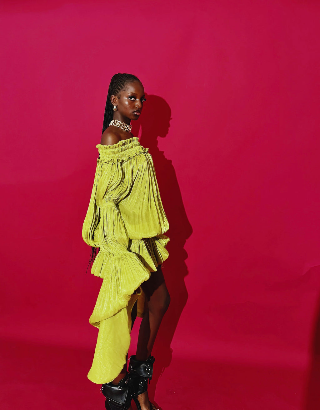 Mew Mew Salyxen Off Shoulder Ruched Dress
