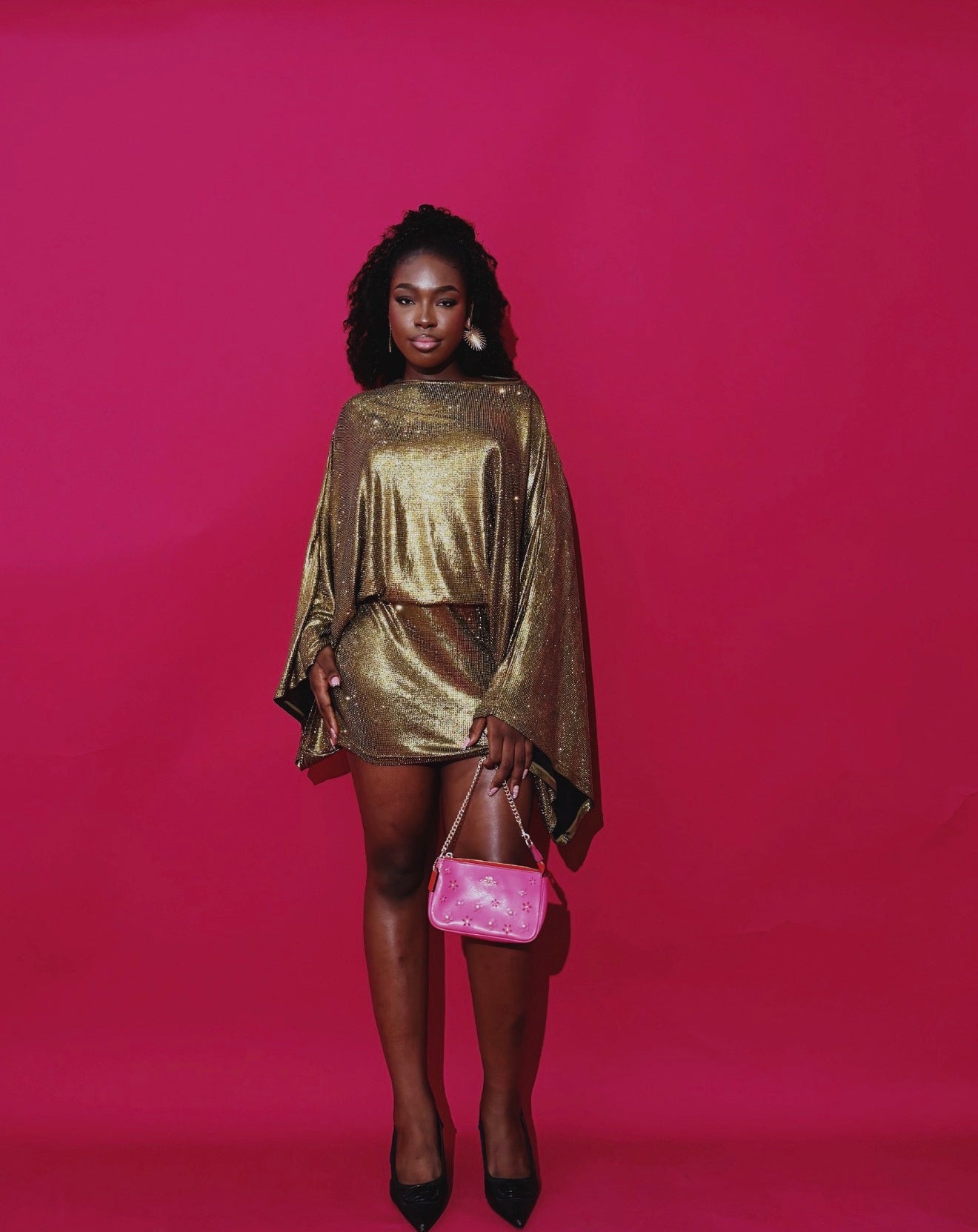Golden Hour Rhinestone Mini Dress