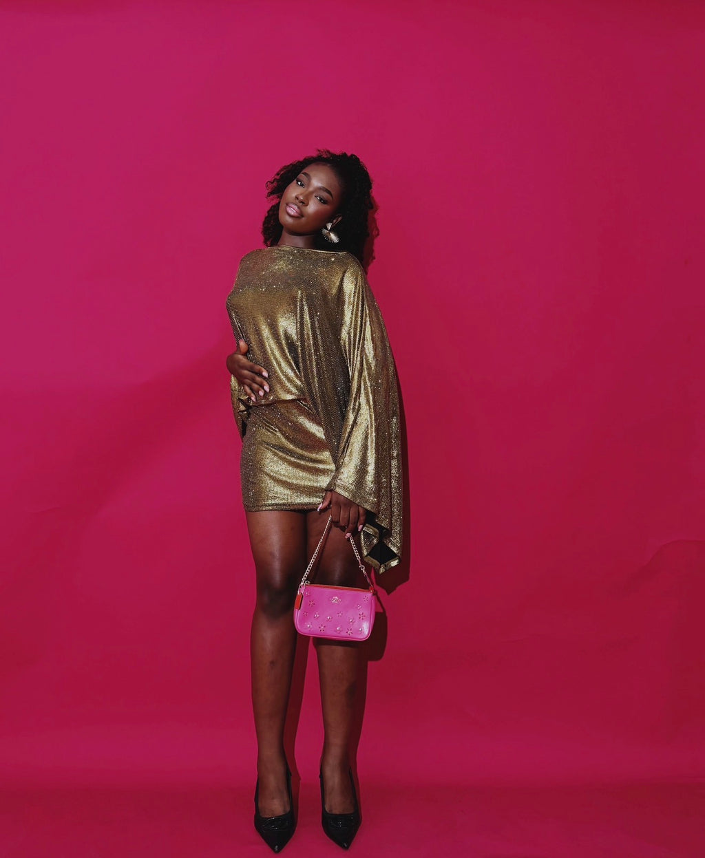 Golden Hour Rhinestone Mini Dress