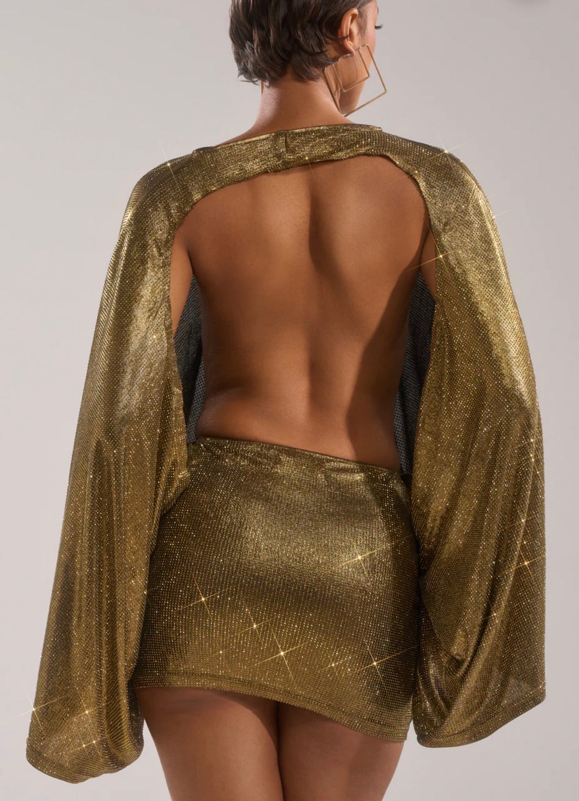 Golden Hour Rhinestone Mini Dress